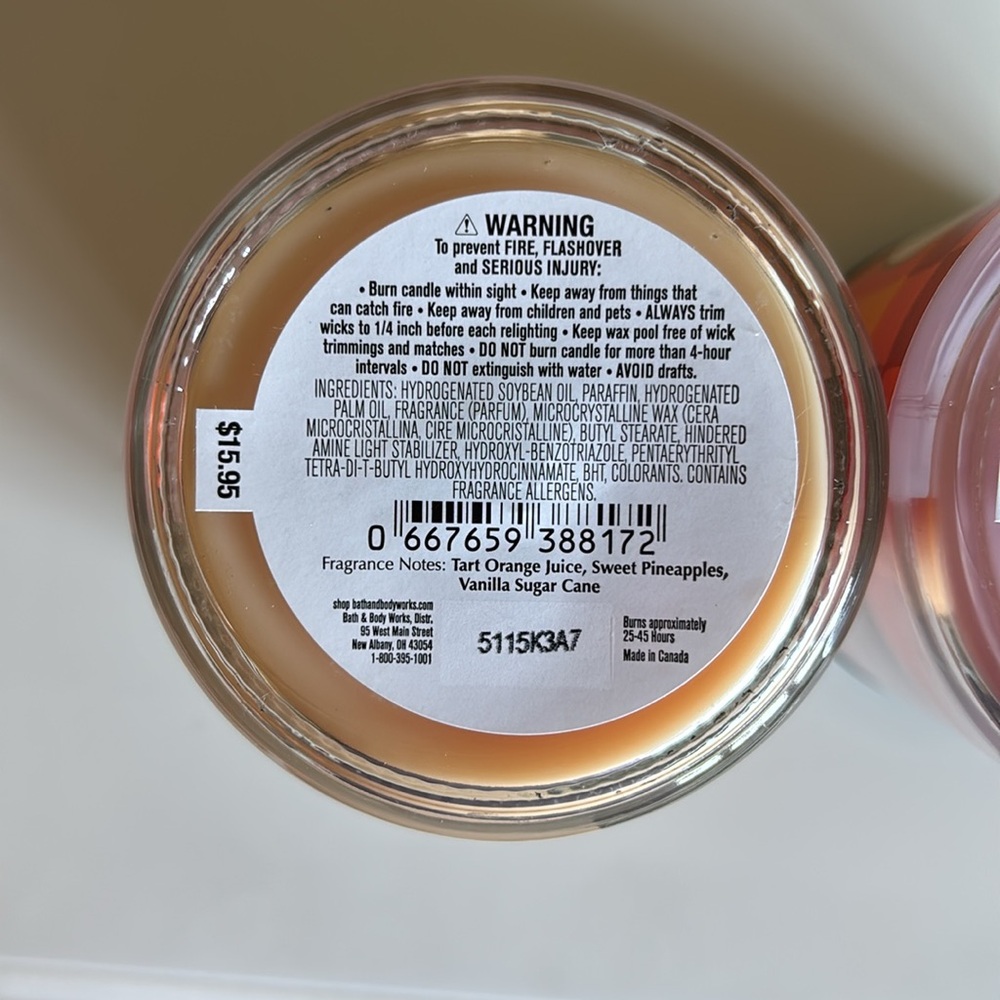 Orange Pineapple Punch & Mango Mai Tai Single Wick Bath & Body Works Candle Set - Picture 3 of 4